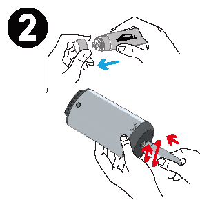 ブタンガスカートリッジを本体にはめ込む